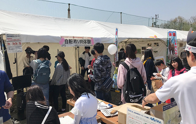 町田さくらまつり19 にて東京オリンピック自転車競技を体験できるサイクリングvrを展示